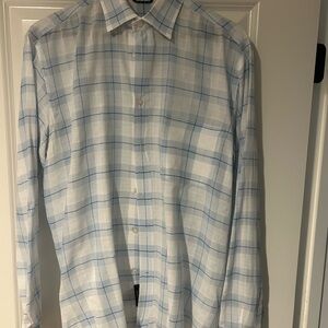 Ermenegildo Zegna Blue and White Dress Shirt